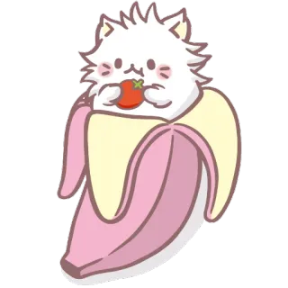 🍅 814fa117 Katze, Banane, süß, Aufkleber, kawaii, Essen, Cartoon telegram sticker