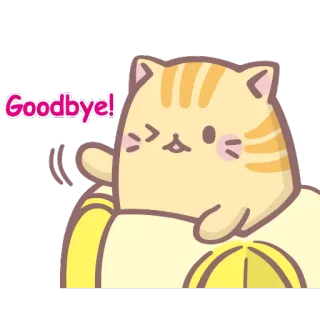 ✋ 9119f31c Goodbye! Katze, Tschüss, Abschied, Winken, Kawaii, Cartoon telegram sticker