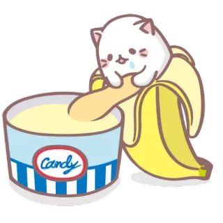 🍬 a282cd77 Candy katze, banane, süßigkeiten, niedlich, kawaii, sticker telegram sticker