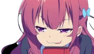 😏 040f9961 Anime, Gadis, sombong, Ekspresi, imut, rambut merah muda, perempuan, Kartun telegram sticker