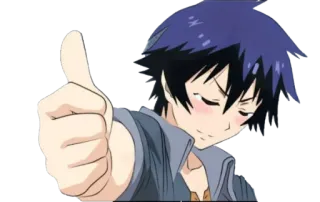 👍 fd25298a Anime, Chico, Personaje, Pulgar arriba, Gesto telegram sticker