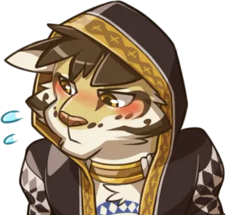 😳 01d6e6a0 퍼리, 의인화, 고양이, 후드티, 이모티콘, 홍조, 귀여운 telegram sticker