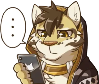 😶 38f7cae6 ... 퍼리, 고양이, 수인, 동물, 생각, 전화 telegram sticker