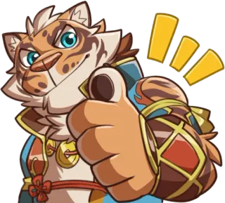 👍 5bc96ee6 호랑이, 만화, 동물, 캐릭터, 가리키는, 털 telegram sticker