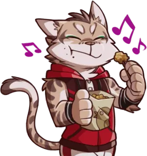 🎧 fd640116 고양이, 의인화, 간식, 먹기, 음표 telegram sticker