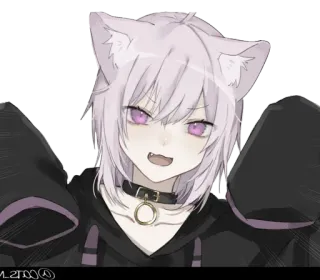 😍 2892a953 애니메이션, 고양이 소녀, 귀여운, 귀, 목걸이 telegram sticker