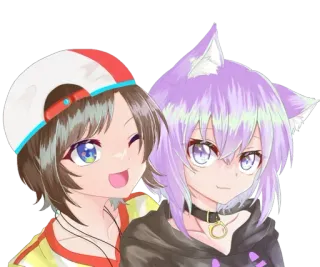 😍 3597a036 애니메이션, 고양이 소녀, 만화, 귀여운, 우정 telegram sticker