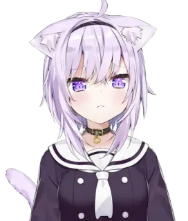 😍 7b7a2846 Okayu 애니메이션, 고양이귀, VTuber, 보라색 머리 telegram sticker