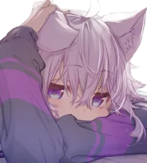 😍 8c920a73 애니메이션, 고양이 귀, 귀여운, 카와이, 만화, 보라색 머리 telegram sticker