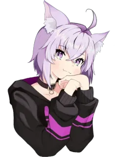 😍 8cbdb736 애니메이션, 고양이 귀, 케모노미미, 귀여운, 보라색 머리 telegram sticker