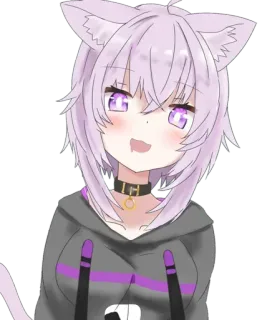 😍 9fdc3f79 Okayu 애니, 네코미미, VTuber, 홀로라이브, 보라색 telegram sticker