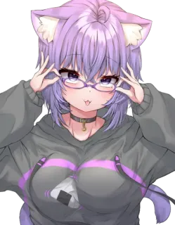 😍 c12c3530 애니메이션, 고양이귀, 안경, 카와이, 귀여운 telegram sticker