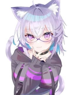 😍 cbadb8ac 애니메이션, 고양이귀, 안경, 귀여운, 카와이 telegram sticker