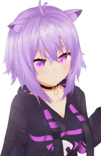 😍 dad60599 Okayu 애니메이션, 고양이귀, 버튜버, 보라색 머리 telegram sticker