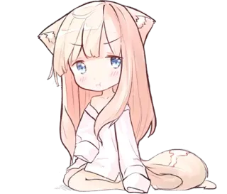 😐 081eac27 アニメ, 猫耳, かわいい, マンガ, 可愛い, ちび, 獣耳 telegram sticker