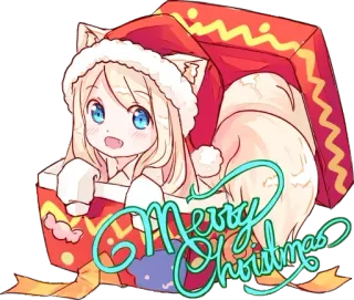 🎄 e40ddf11 Merry Christmas クリスマス, 猫, 動物, お祝い, 休日, かわいい, ステッカー telegram sticker