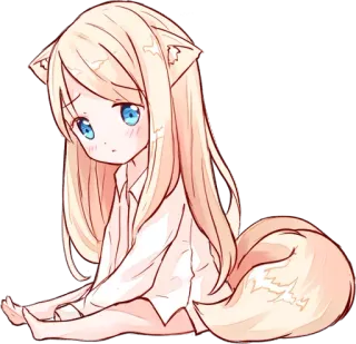 😣 ee0b5420 アニメ, 猫耳, ちび, かわいい, 可愛い, 漫画 telegram sticker
