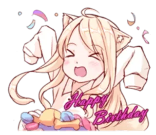 🎂 1a188b0f Happy Birthday cumpleaños, celebración, gato, feliz telegram sticker