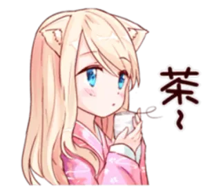 🍵 33edaa4e 茶 Anime, Catgirl, Té, Lindo, Kawaii telegram sticker