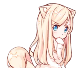 🤔 5714a7cc Anime, Chica gato, Manga, Kawaii, Lindo, Ilustración, Dibujo animado, Orejas de gato telegram sticker