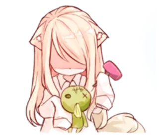 😠 affb7099 Anime, Kawaii, Orejas de gato, Peluche, Lindo telegram sticker