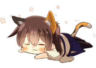 🌸 042df712 anime, catgirl, cute, sleepy, kawaii, chibi whatsapp sticker