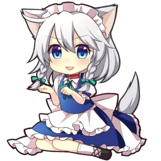 😼 12c5684b anime, chibi, wolf girl, kemonomimi, cute, kawaii whatsapp sticker