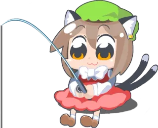 🎣 3d84d2df anime, cartoon, cat ears, fishing, cute, kawaii whatsapp sticker