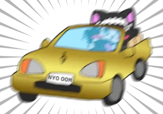 🚨 57e9aa59 NYO OOM car, cat, cartoon, animal, cute, driving whatsapp sticker