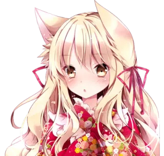 😮 7f6dc482 anime, manga, catgirl, kawaii, cute, foxgirl, kemonomimi whatsapp sticker