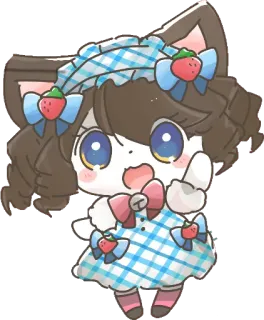 👋 9616d944 cute, anime, cat girl, character, strawberry whatsapp sticker