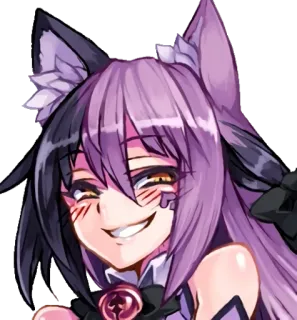 😼 b58d4c03 anime, catgirl, purple hair, fantasy, smug, cartoon, illustration whatsapp sticker