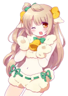 😚 fddc07f5 anime girl, cute, kawaii, sheep, animal, cartoon, illustration whatsapp sticker