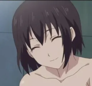 🍑 607f06f4 Anime, Chica, sonriendo, pelo corto, dibujos animados whatsapp sticker