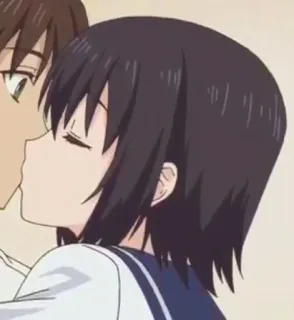 🍑 8bd58f6e besos, anime, romance, pareja, amor whatsapp sticker