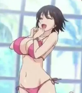 🍑 bf65b4aa Anime, Bikini, Traje de baño, Chica, Dibujos animados whatsapp sticker