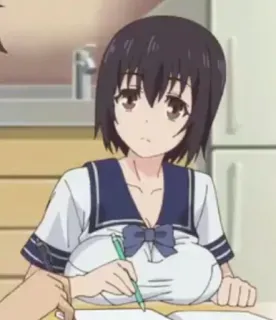 🍑 c450bce1 Anime, Chica, Uniforme escolar, Escribiendo, Estudiante whatsapp sticker