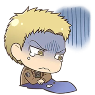 😞 5d0bb97c Attack on Titan Anime, Kreskówka, Smutny, Chibi, Atak Tytanów telegram sticker