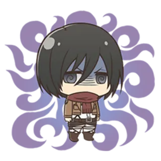 😒 a0796692 Mikasa Ackerman Attack on Titan Anime, Chibi, Atak Tytanów, Mikasa Ackerman, Manga, Naklejka postać telegram sticker