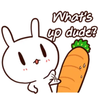 😌 51adf76d What's up dude? konijn, cartoon, wortel, groet, schattig, dier telegram sticker