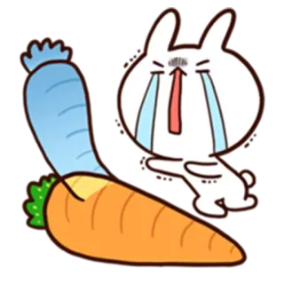 😭 64ebb98e konijn, huilend, wortel, verdrietig, cartoon, konijntje, emotie, schattig telegram sticker