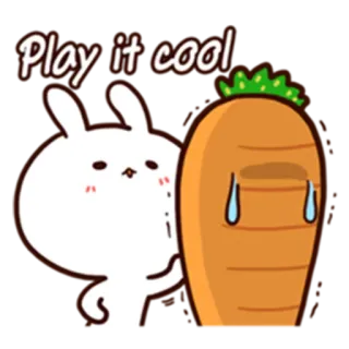 😢 8fbac8c8 Play it cool konijn, wortel, cool, sticker, spelen, konijntje telegram sticker