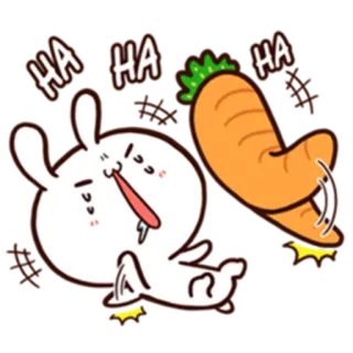 😂 a5859b9c HA HA HA konijn, wortel, gelach, grappig, cartoon telegram sticker
