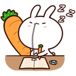 💤 be71d22f konijn, wortel, slapen, schattig, cartoon, dier, illustratie telegram sticker