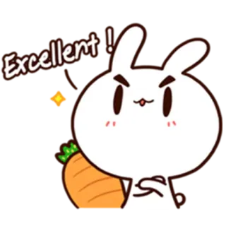 😏 d1475c59 Excellent! konijn, wortel, schattig, uitstekend, sticker telegram sticker