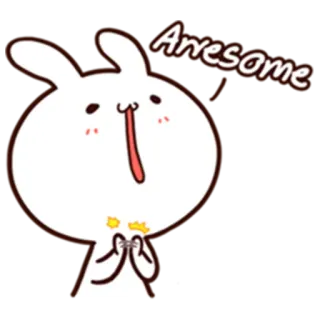 👏 d59af7e9 Awesome konijn, geweldig, schattig, konijn, vrolijk, blij telegram sticker