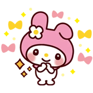 😊 34cf5326 My Melody schattig, cartoon, Sanrio, kawaii, konijn, dier telegram sticker