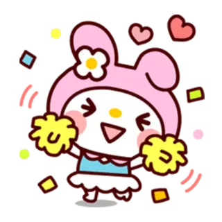 😆 70b95a0b schattig, konijn, bloem, hartjes, confetti, cartoon telegram sticker