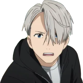 😦 009d6817 Victor Nikiforov Yuri on Ice anime, figure skating, character, fanart whatsapp sticker
