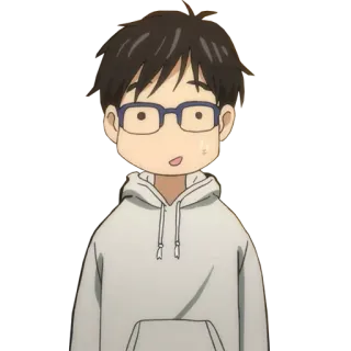 🙁 63cdf9f6 anime, cartoon, glasses, character, boy whatsapp sticker